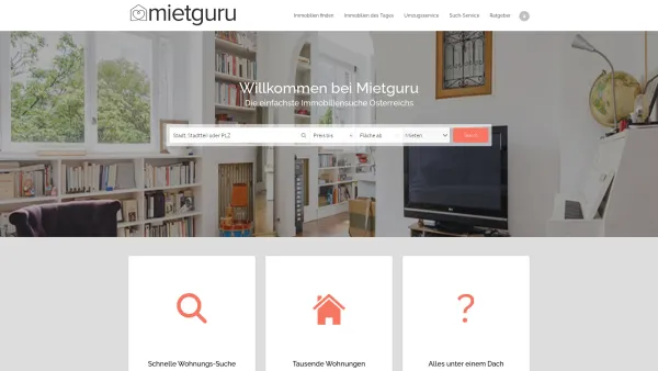 Website Screenshot: https//mietguru.at/ - Wohnung mieten und kaufen - Immobilien finden auf Mietguru - Date: 2023-06-26 10:25:56