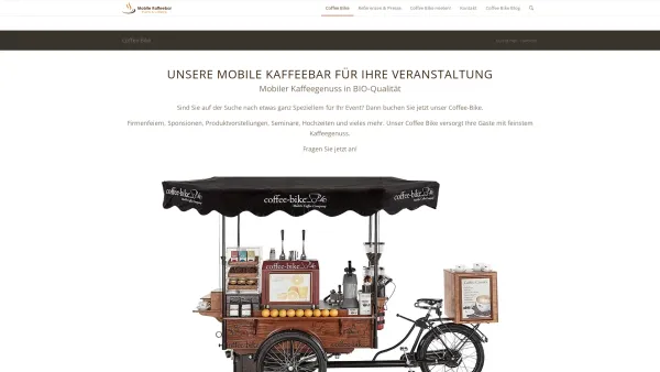 Website Screenshot: Mobile Kaffeebar Coffee Bike Wien - Mobile Bio-Kaffeebar in Wien / NÖ - Coffee Bike jetzt mieten! - Date: 2023-06-15 16:02:34