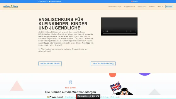 Website Screenshot: Native4kids e. U. - Englischkurs für Kinder | Wien, Graz, Linz, Salzburg und Innsbruck - Date: 2023-06-26 10:25:59