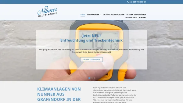 Website Screenshot: Nunner Kältetechnik - Nunner - Ihr Profi für Kältetechnik im Bezirk Hartberg-Fürstenfeld - Date: 2023-06-22 15:00:02