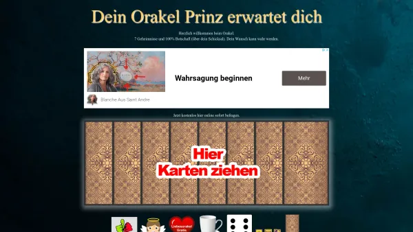Website Screenshot: Orakelprinz - Orakel: 7 Geheimnisse und 100% Botschaft (über dein Schicksal) - Date: 2023-06-15 16:02:34