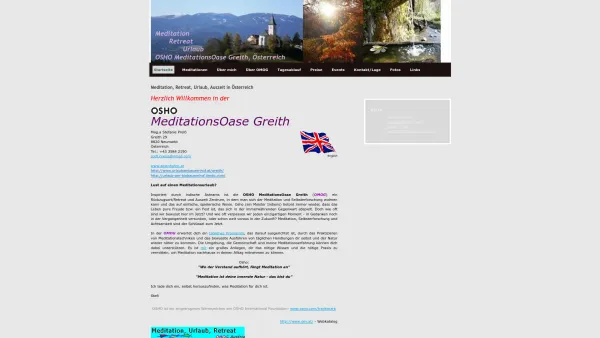Website Screenshot: OSHO MeditationsOase Greith - Meditation Urlaub Retreat - OSHO MeditationsOase Greith - Date: 2023-06-22 15:00:02