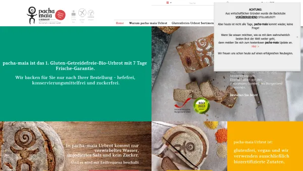 Website Screenshot: pacha-maia Naturbackstube - Glutenfreies Brot online kaufen - 100% bio & vegan | pacha-maia - Date: 2023-06-14 10:46:35