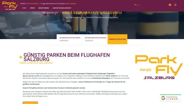 Website Screenshot: Park and Fly Salzburg - ✈ Günstig parken beim Flughafen Salzburg | Park and Fly - Date: 2023-06-26 10:25:59