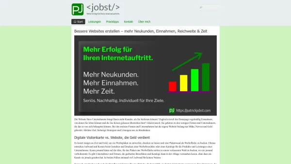 Website Screenshot: Patrick Jobst - Bessere Websites erstellen - mehr Neukunden, Einnahmen & Reichweite - Date: 2023-06-26 10:25:59