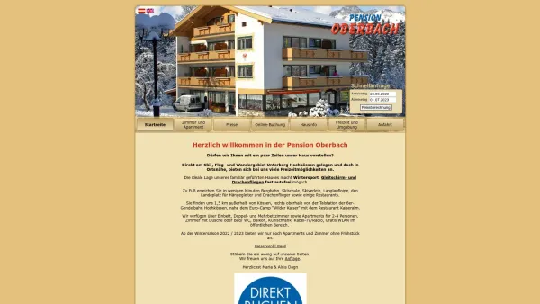 Website Screenshot: Pension Oberbach - Urlaub im Kaiserwinkl – Pension Oberbach, Kössen, Tirol - Date: 2023-06-22 15:00:02