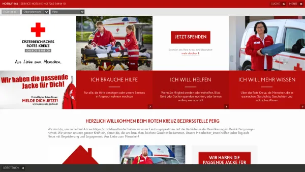 Website Screenshot: Österreichisches Rotes Kreuz Landesverband Oberösterreich Bezirksstelle Perg - Home – Rotes Kreuz - Date: 2023-06-15 16:02:34