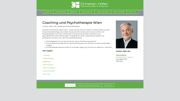Website Screenshot: Christian Höller, MSc., Praxis für Psychotherapie und Coaching, 1040 Wien - Christian Höller | Psychotherapie & Coaching - Date: 2023-06-26 10:25:59