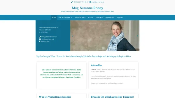 Website Screenshot: Verhaltenstherapie Mag. Susanna Ronay - Verhaltenstherapie Wien Psychotherapie - Date: 2023-06-14 10:36:58