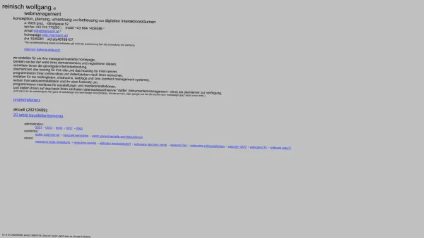 Website Screenshot: reinisch wolfgang webdesign datenbanken provider datenserver webcams wlan graz österreich 051004 - webdesign graz, datenserver, webcams by reinisch wolfgang | 20230526 - Date: 2023-06-22 12:13:05