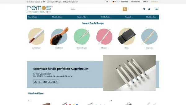 Website Screenshot: REMOS GmbH - Remos Online Shop · edle Instrumente für die Körperpflege kaufen - Date: 2023-06-15 16:02:34