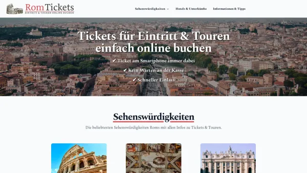 Website Screenshot: RomTickets - RomTickets - Eintritt & Touren einfach online buchen - Date: 2023-06-26 10:25:59