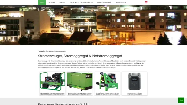 Website Screenshot: Reinsperger Powergenerators e.U. - Reinsperger Powergenerators - Energy Stromerzeuger, Stromaggregate, Zapfwellengeneratoren - Date: 2023-06-26 10:25:59