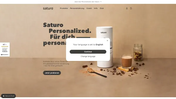 Website Screenshot: Saturo Foods GmbH - Saturo - Die vollwertige Komplettnahrung - Date: 2023-06-26 10:25:59