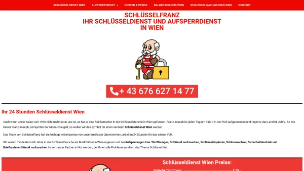 Website Screenshot: Schlüsselfranz Aufsperrdienst Wien - Ihr kaiserlicher Schlüsseldienst Wien | 24h Aufsperrdienst Wien - Date: 2023-06-26 10:26:02