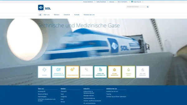 Website Screenshot: SOL Technische Gase GmbH - Technische und Medizinische Gase - Date: 2023-06-14 10:38:33