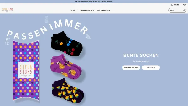 Website Screenshot: Super Socks - SUPER SOCKS | Bunte Socken für Damen & Herren - Date: 2023-06-26 10:26:02