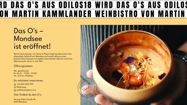 Website Screenshot: Das O\'s  Weinbistro Mondsee von Martin Kammlander - Das O's am Mondsee — Weinbistro von Martin Kammlander - Date: 2023-06-15 16:02:34