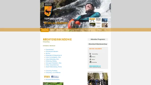 Website Screenshot: Abenteuerakademie und Natur Erlebnis - Canyoning - Canyoning in Österreich und International - Date: 2023-06-15 16:02:34