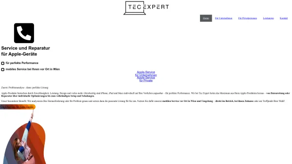 Website Screenshot: Ahmed Zidan Tec Expert e.U. - Home - Tecexpert - Komplett-Service für Apple-Geräte - Date: 2023-06-26 10:26:02