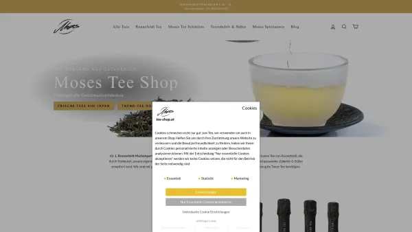 Website Screenshot: Moses Tee Shop - Moses Tee Shop - Ronnefeldt Markenpartner in Österreich - Date: 2023-06-26 10:26:02