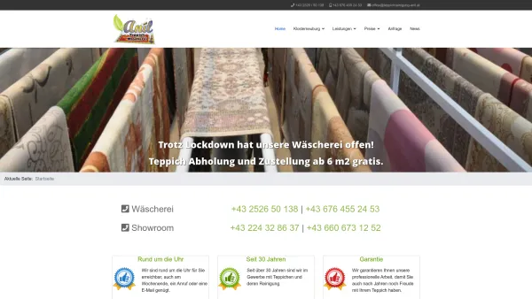 Website Screenshot: Teppichreinigung Anil - Teppichreinigung für Wien, Niederösterreich und Burgenland - Date: 2023-06-15 16:02:34