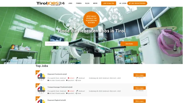 Website Screenshot: TirolJobs24 - Finde die neuesten und besten Jobs in Tirol - TirolJobs24 - Date: 2023-06-26 10:26:02