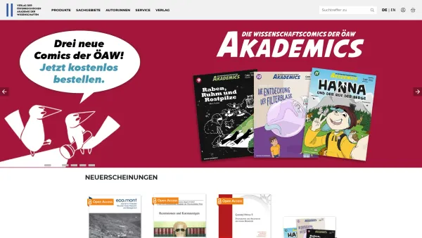 Website Screenshot: Verlag der österreichischen Akademie der Wissenschaft - Startseite | Verlag der ÖAW - Date: 2023-06-22 15:02:29