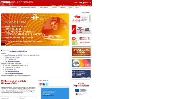Website Screenshot: Instituto Cervantes Spanisches Viena - Instituto Cervantes Wien: Spanisch lernen, Kurse, spanische Kultur Wien. - Date: 2023-06-14 10:46:56