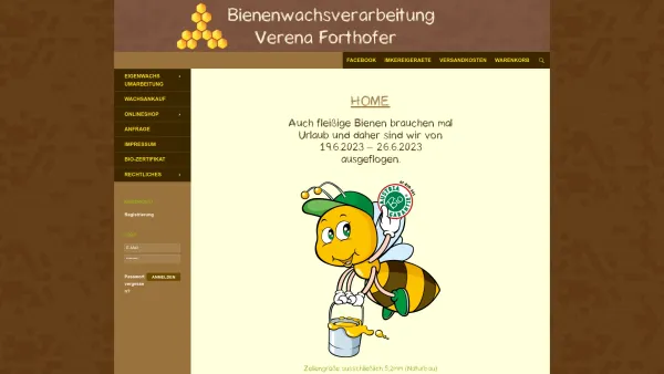 Website Screenshot: Bienenwachsverarbeitung Verena Forthofer - Home - Wachsverarbeitung - Date: 2023-06-26 10:26:02