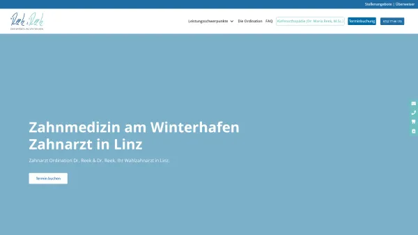 Website Screenshot: Dr. Reek Zahnmedizin Am Winterhafen - Zahnarzt Linz | Dr. Maximilian Reek, M.Sc. | Ihr Wahlzahnarzt - Date: 2023-06-26 10:26:02