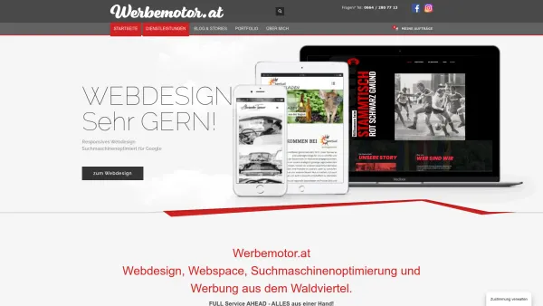 Website Screenshot: Werbemotor.at - Werbemotor.at – Webdesign, Mobile Webdesign, Werbegrafik aus Gmünd Waldviertel Niederösterreich - Date: 2023-06-15 16:02:34