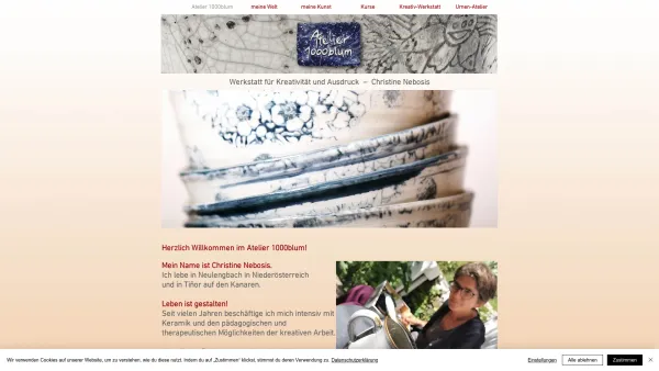 Website Screenshot: Atelier 1000blum  Keramikwerkstatt Christine Nebosis - Keramikatelier 1000blum|Neulengbach|www.1000blum.at - Date: 2023-06-14 10:46:56