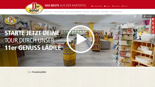 Website Screenshot: 11er Nahrungsmittel GmbH - 11er Kartoffelspezialitäten & Nahrungsmittel aus Frastanz - Date: 2023-06-22 12:13:06