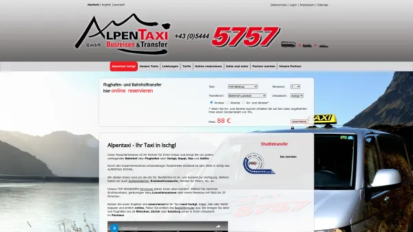 Website Screenshot: Ischgl Taxi Express - Alpentaxi - Flughafen- Bahnhofstransfer - Taxi nach Ischgl, Kappl, Galtür, See - Date: 2023-06-15 16:02:34