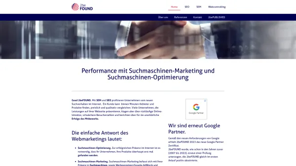 Website Screenshot: 2beFOUND Performance Marketing Gmbh - Home - 2beFOUND Performance Marketing, Agentur für Suchmaschinenmarketing und Suchmaschinenoptimierung - Date: 2023-06-22 15:00:02