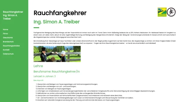 Website Screenshot: Rauchfangkehrer Feuerlöscher Luftgüteüberwachung von Firma Ing.Adolf Simon Treiber - Ing. Simon A. Treiber - Home - Date: 2023-06-22 12:13:06