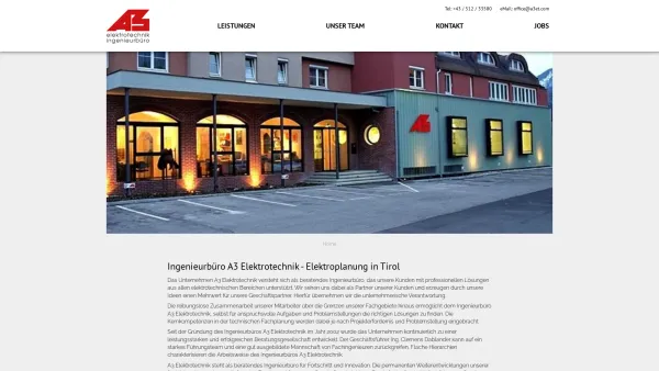 Website Screenshot: A3 Elektrotechnik GmbH Co KG - A3 Elektrotechnik - Ingenieurbüro Innsbruck - Date: 2023-06-15 16:02:34