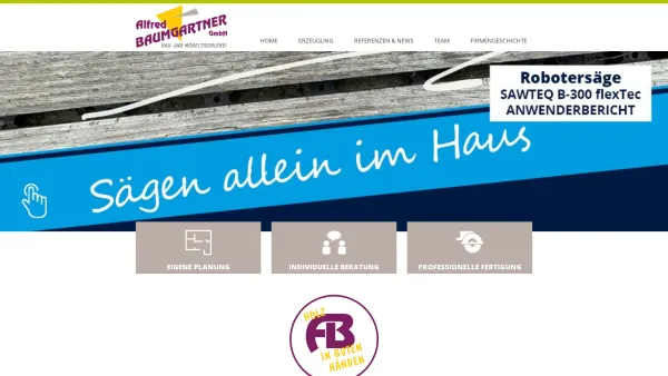 Website Screenshot: Alfred Baumgartner GmbH - Willkommen bei Tischlerei Alfred Baumgartner GmbH - Date: 2023-06-14 10:38:36