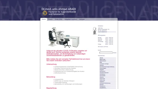 Website Screenshot: Augenarzt Dr. ABADI - Augenarzt, Dr. ABADI - Date: 2023-06-22 12:13:06