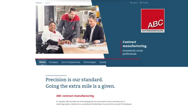 Website Screenshot: ABC Service & Produktion Integrativer Betrieb GmbH - Home - ABC contract manufacturing - Date: 2023-06-22 12:13:06