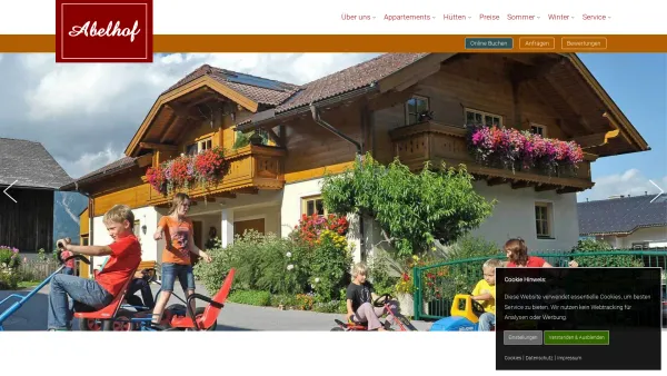 Website Screenshot: Abelhof Urlaub am Baby und Kinderbauernhof in der Dachstein Tauern Region - Appartements am Bauernhof in Schladming | Abelhof - Date: 2023-06-22 15:05:14