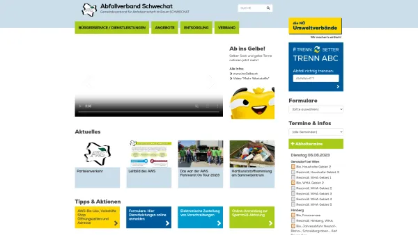 Website Screenshot: Gemeindeverband für Abfallwirtschaft im Raum AW Schwechat Abfallverband - Abfallverband Schwechat | Aktuelles - Date: 2023-06-14 10:38:38