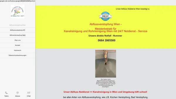 Website Screenshot: Abflussverstopfung Wien - Abflussverstopfung I Abflussverstopfung Wien, Kanal Notdienst - Date: 2023-06-26 10:26:05