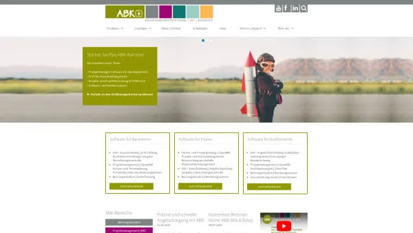Website Screenshot: Startseite www.abk.at Die Bausoftware - ABK Bausoftware | Software für das Bauwesen | Österreich - Date: 2023-06-22 15:05:14