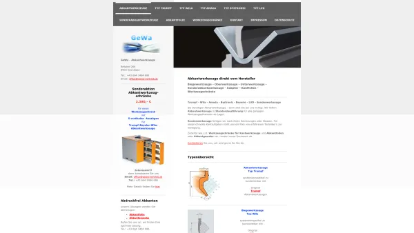 Website Screenshot: GeWa Vertriebs und Handels GmbH Abkantwerkzeuge - Abkantwerkzeuge Typ Trumpf - Wila - Amada - LVD - Beyeler - Bystronic - Date: 2023-06-14 10:46:56