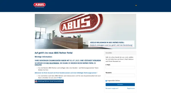 Website Screenshot: ABUS Security-Center GmbH - ABUS Partner Portal | Mein Konto - Date: 2023-06-14 10:38:10