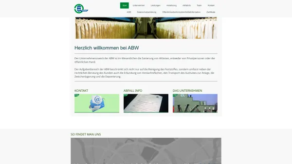 Website Screenshot: ABW Abbruch-, Boden und Wasserreinigungsges.m.b.H. - Herzlich willkommen bei ABW - Ihr Abfall-Partner ABWWIEN - Date: 2023-06-22 15:05:15