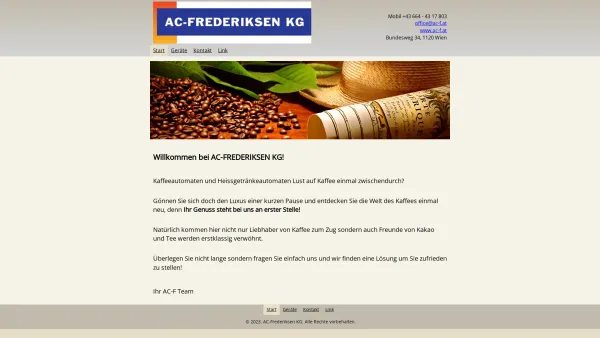 Website Screenshot: AC-Frederiksen KG - Start - AC-Frederiksen - Kaffeautomaten - Date: 2023-06-22 15:05:15