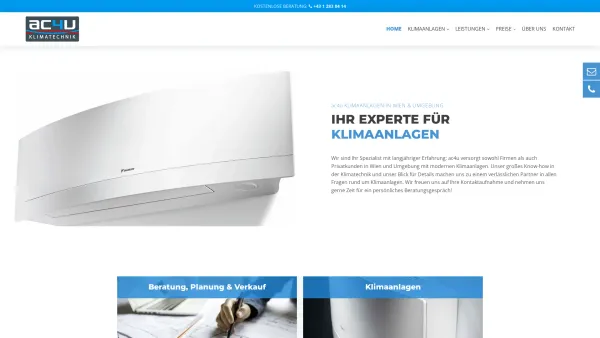 Website Screenshot: ac4u Klimageräte Handels GmbH - Klimaanlage & Montage | ac4u aus 1220 Wien - Date: 2023-06-14 10:46:36